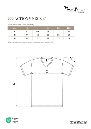 Koszulka męska Action V-neck 700 Malfini